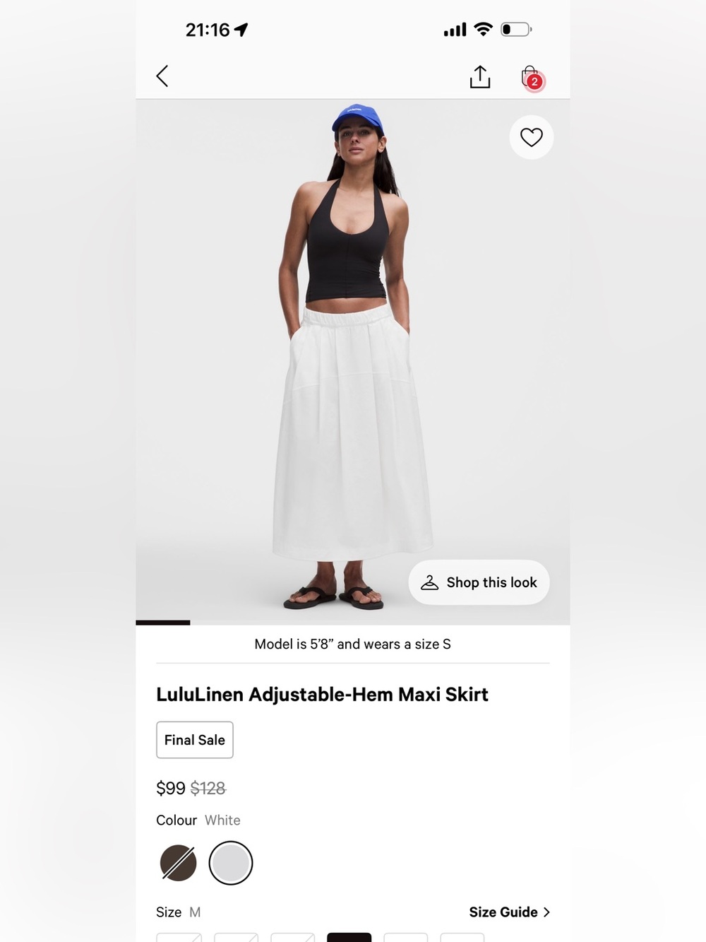 lululemon LuluLinen Adjustable-Hem Maxi Skirt - White size M